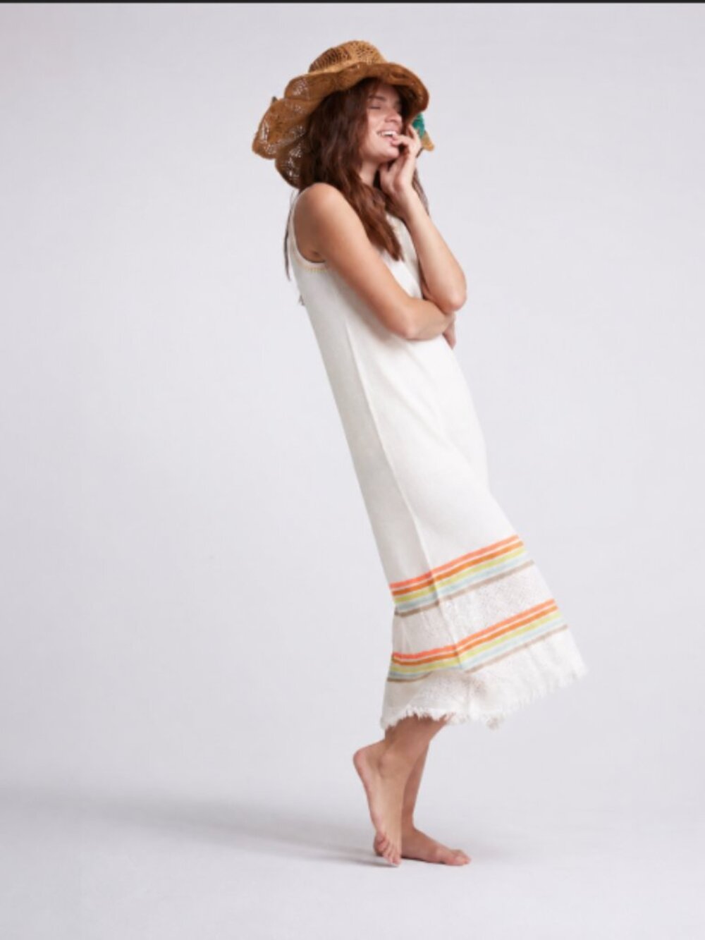 Lisa Todd White Linen Midi Dress